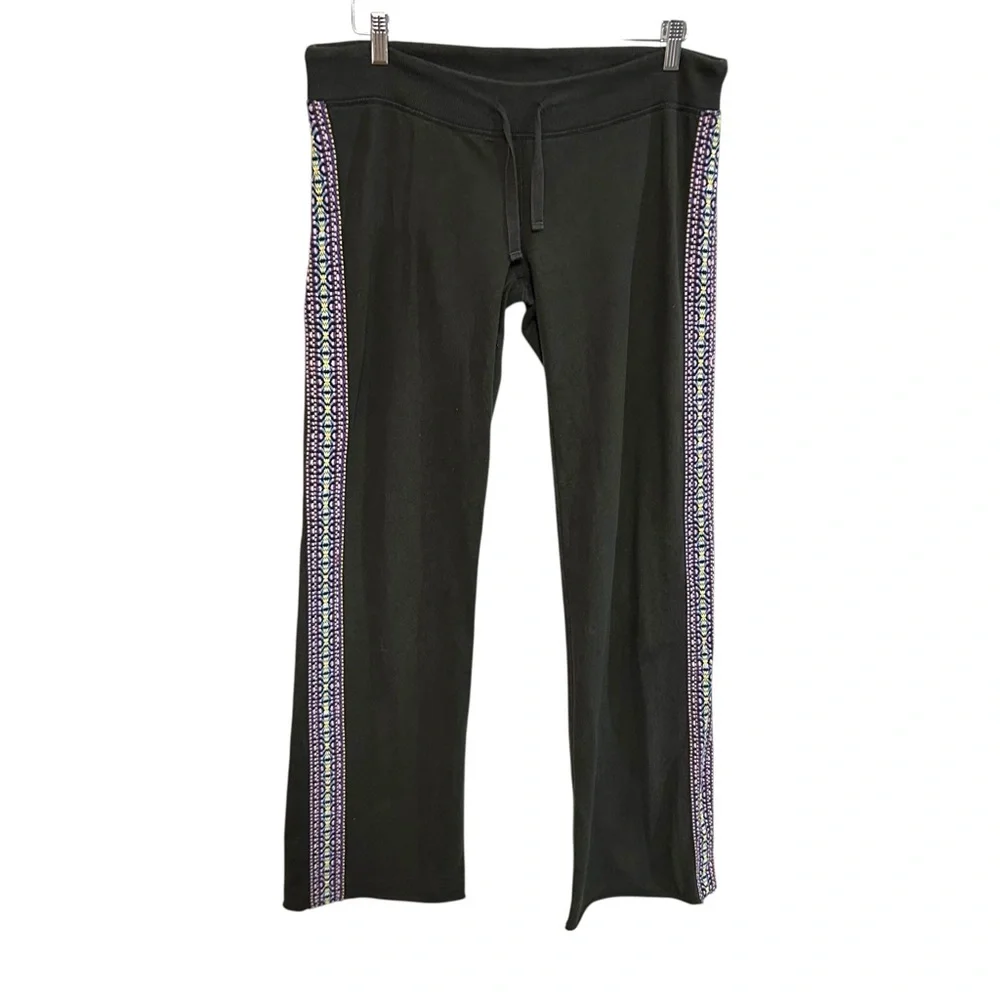 Lucky brand S-L sweatpants “hippie” butt embroidery side trim wide leg Y2K boho - Picture 2 of 16